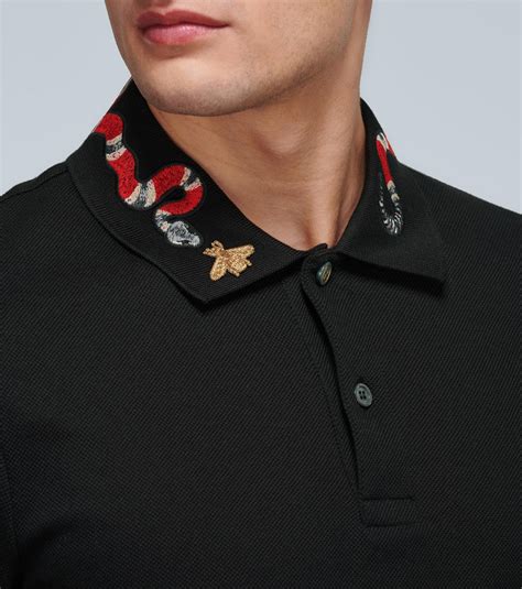 gucci print collar shirt|Gucci polo snake collar.